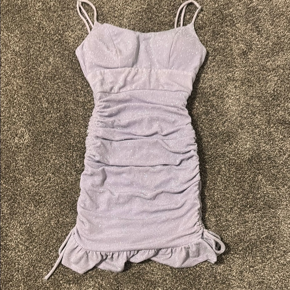 Lavender Ruched Mini Dress